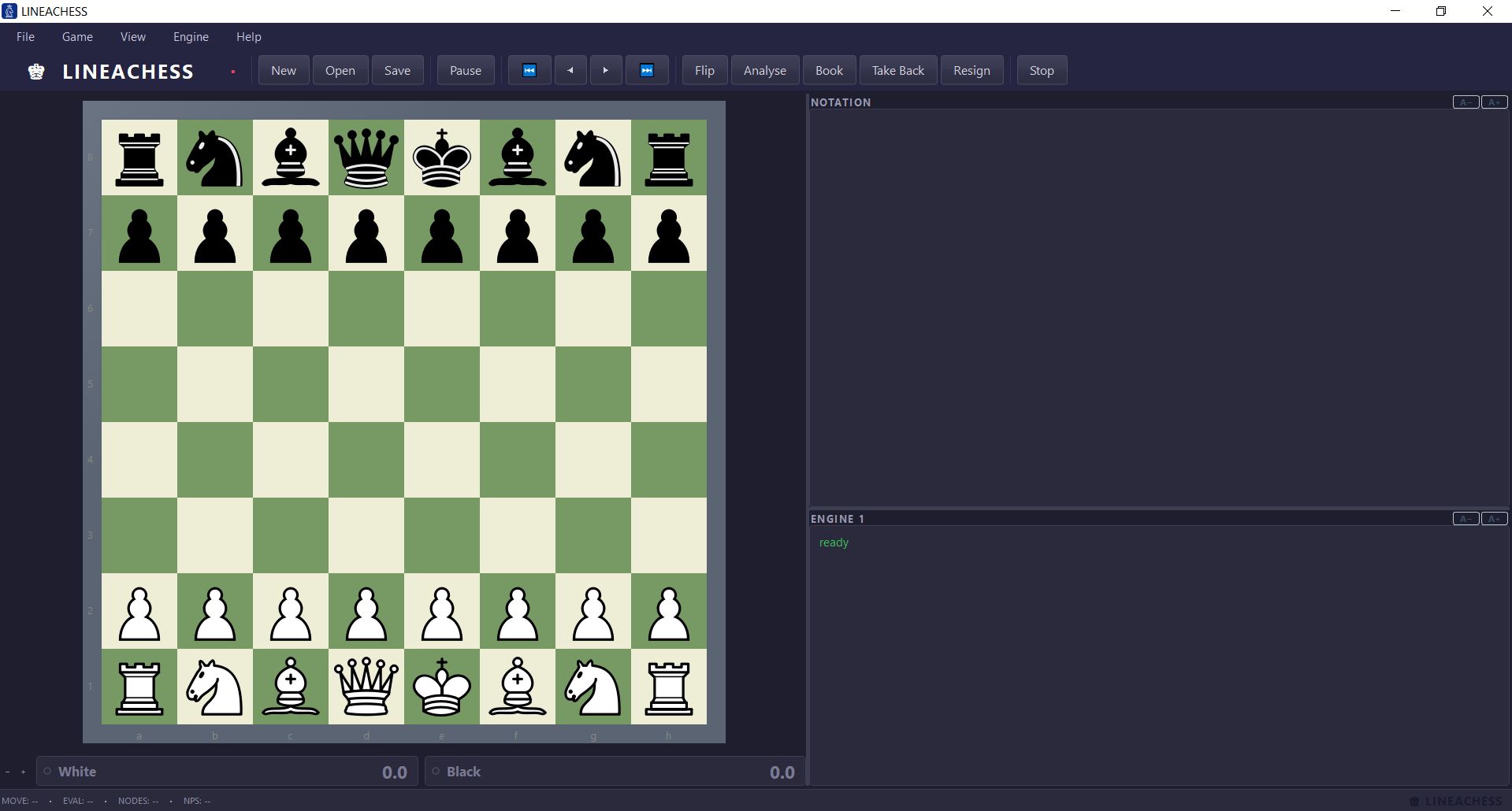 LineaChess dark mode interface